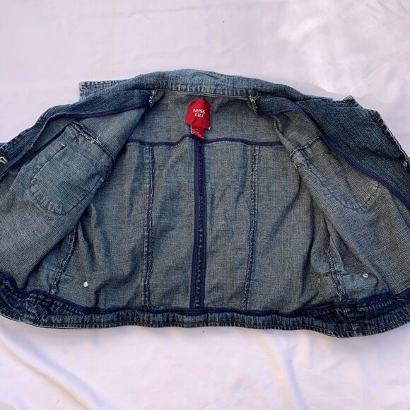 Vintage Y2K Lili Miss Sixty Girls Denim Jacket Button Blue Cotton Stretch XL - Picture 4 of 8